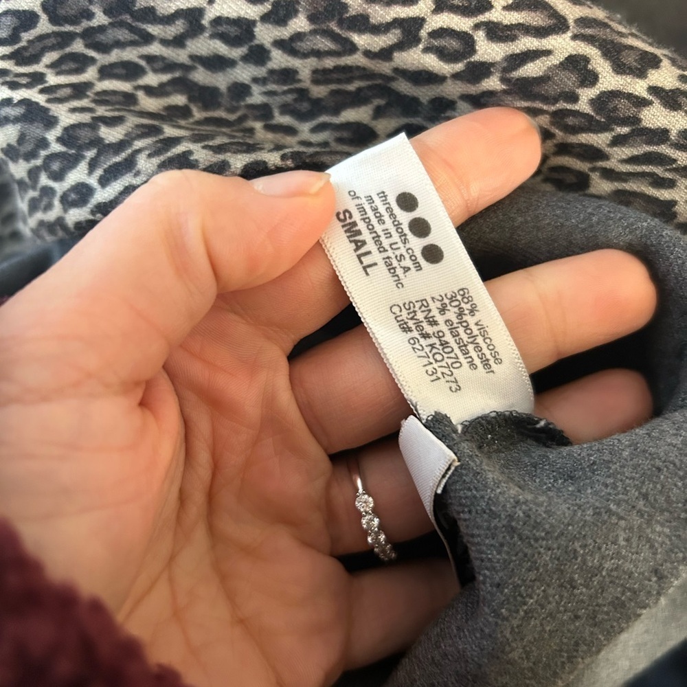 Three Dots Animal Print Lined Gray Longline Jacket - Picture 4 of 4